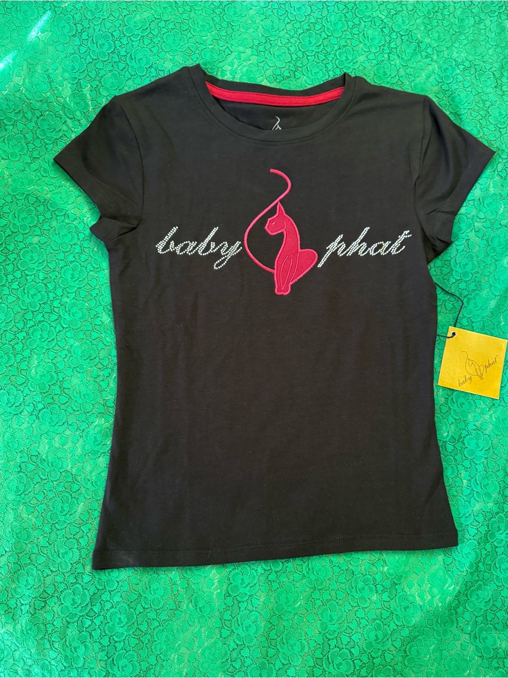 Baby Phat Black Tee with red Embroidered Cat Logo